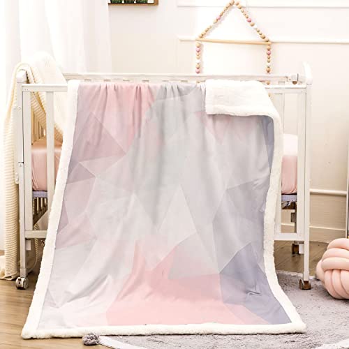 Couverture polaire douce pour salon et canapé grand plaid rose géométrique 3D