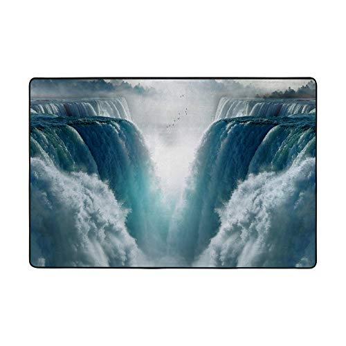 Tapis de surface cascades Ruchen 183x122 grand format bleu salon