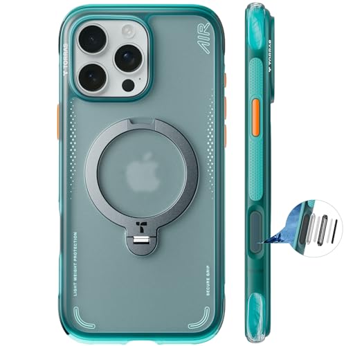 TORRAS iPhone 16 Pro Max 6.9 インチ 用 ケース【エアバッグ 超強保護・米軍 MIL規格 】リング スタンド MagSafe対応 Ostand Q3 Air 360°定点回転 縦横両対応 MagSafe対応 ワイヤレス充電 カメ