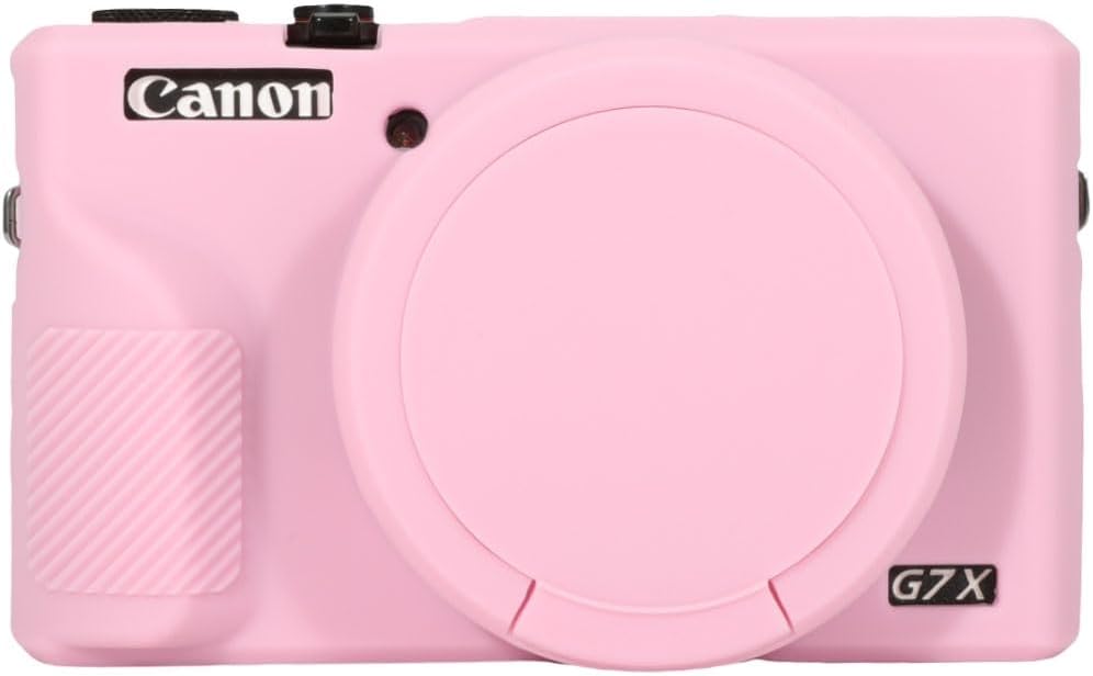Case for Canon Powershot G7X Mark III Digital Camera, Anti-Scratch Slim Fit Soft Silicone Skin with Detachable Lens Cover, Camera Accessories - Pink
