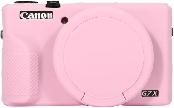 AEXUTDA Case for Canon Powershot G7X Mark III Digital Camera, G7X Mark iii Camera Silicone Case, Anti-Scratch Slim Fit Soft Skin, G7X Mark 3 Accessories with Detachable Lens Cover - Pink
