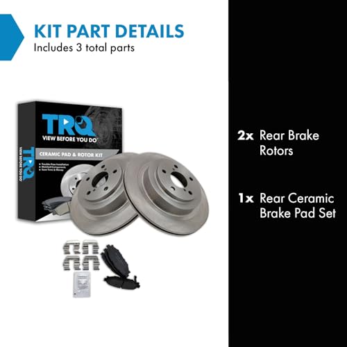 Image of TRQ Rear Brake Pad and Rotor Set Ceramic Compatible with 2008-2011 Subaru Legacy