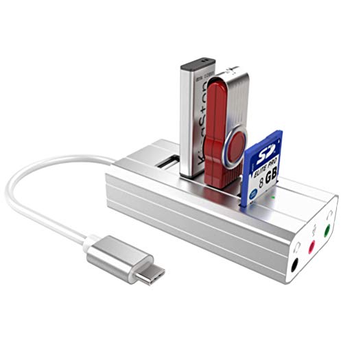 UKCOCO Adaptador de Hub de Porta Tipo C Adaptador de 3 Portas Usb Leitor de Placa de Som Externo Doc