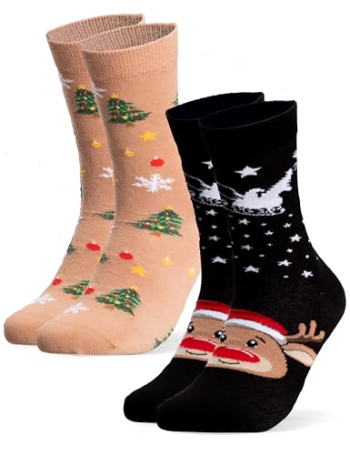 Occulto Damen & Herren Weihnachts Socken 2er Pack (Modell: Santa)...