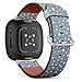 CJBROES Replacement Leather Watch Band, Compatible with Fitbit Versa 3 and Fitbit Sense of Wristband Bracelet Accessory - Stars line