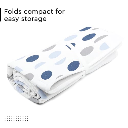 Image of Encasa XO Homes Ironing Mat(Large 120 X 70 Cm)With 3Mm Felt Padding,Silicone Iron Rest Protector,Steam Press On Table,Bed,Portable,Heat Reflective,Foldable,Washable,Printed-Blue Moon