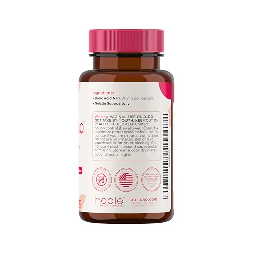 Image of BoriCap Heale 600mg Boric Acid Suppositories | for Vaginal Odor | 30 Count & Plus 7 Applicators | Made in the USA
