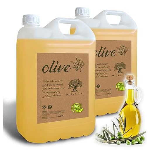GPQ - Gel/Champú 2en1 OLIVE | 2 Garrafas x 5 Ltr. | 92% Natural Origin | Amenities Hotel | Aceite de Oliva, Acondicionador, Sin Parabenos | Hotel, AirBnB, Camping, Casa Rural, Gym | Made in Spain