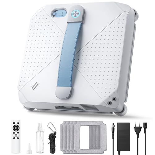 Robofun Robot Laveur De Vitre, Robot Lave-Vitres 9000 Pa, Système À Quatre Buses, Détection Des Bords, 4 Modes De Nettoyage, Nettoyeur De Vitres Électrique...