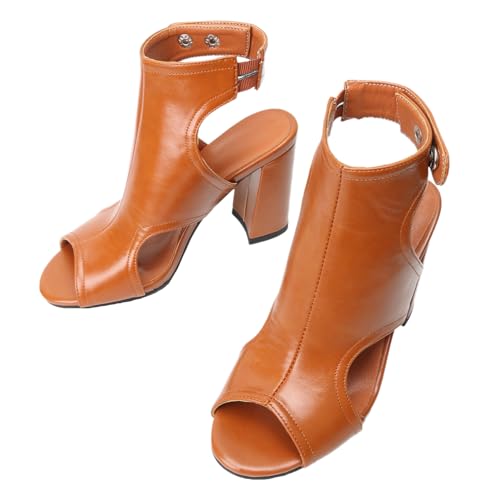 MEOTINA Open Toe Booties for Women Dressy Sandals Peep Toe Boots Block Heels Summer Gladiator Shoes