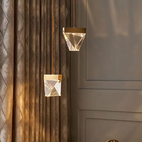 Lámparas colgantes de cristal con luz LED de 6W doradas y regulables 3