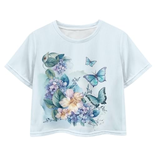 Image of Kids Crop Top Short Sleeve T-Shirts for Girls Size 5-14