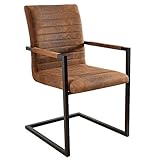 Freischwinger Stuhl LOFT Vintage braun mit Armlehne Schwingerstuhl Esszimmer Stuhl