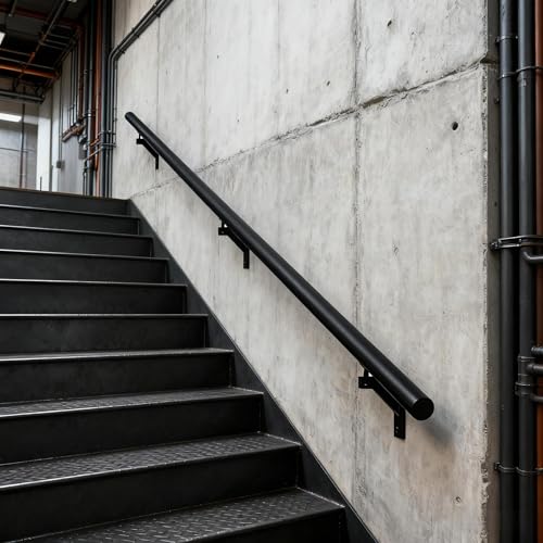 MHDDIYER 6 FT Handrails Kit for Indoor Outdoor Stairs，Modern Aluminum Handrail Set，1.4" Diameter Bar,Adjustable 304 Stainless Steel Brackets Included，Rust Free. (Matte Black, 6 FT) by MHDDIYER - Image 9