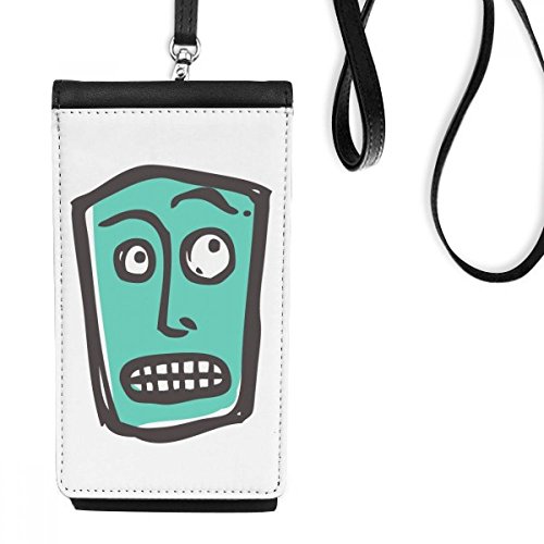Regalo monedero de imitación cuero negro con cara sorprendida para aficionados al chat