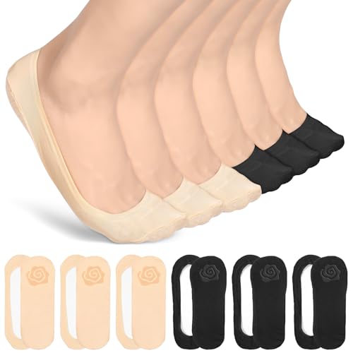 Image of ElevateTech No Show Socks Womens, 6 Pairs Nylon Ultra Low Cut Thin Liner Socks Invisible Hidden Sock for Flats Casual Non Slip