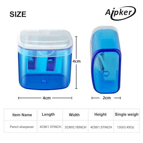 Aipker Pencil Sharpeners, Manual Pencil Sharpener with Lid, Handheld Pencil Sharpener for Colored Pencils, Protable Pencil Sharpener for Kids and Adults, Dual Holes Pencil Sharpener for Class Office