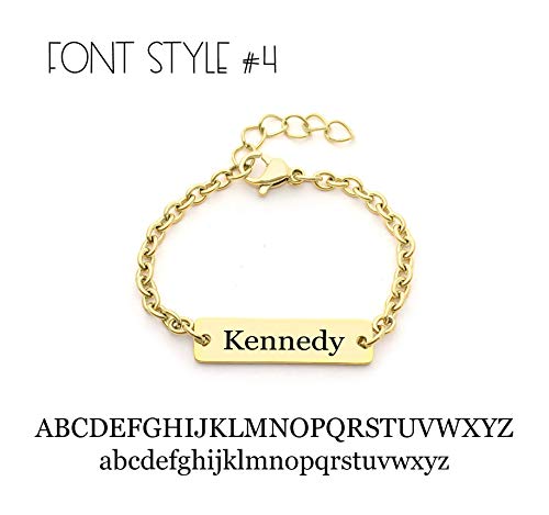 Personalized Dainty Baby Name Gold Bar Bracelet - Hypoallergenic - Custom Engraved Babies Name - Newborn To Children Sizes #TOP5