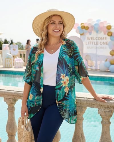Image of CHICGAL Womens Floral Kimono Cardigan Beach Cover Up Casual Summer Tops