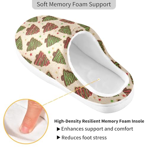 Fuzzy Memory Foam Slippers for Women/Men Christmas Tree Star Pattern Fluffy Winter House Shoes Indoor and Outdoor3