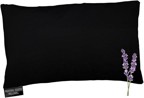 Mother Earth Pillows Pequeña almohada terapéutica de lino para aliviar el dolor natural (mezcla de hierbas, negro)