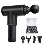 Deep Tissue Fascial Massage Gun, 6 Adjustable Speed 4 Detachable Head, Cordless Handheld Percussion Massage Gun Deep Tissue for Muscles Deep Relaxation (Black)