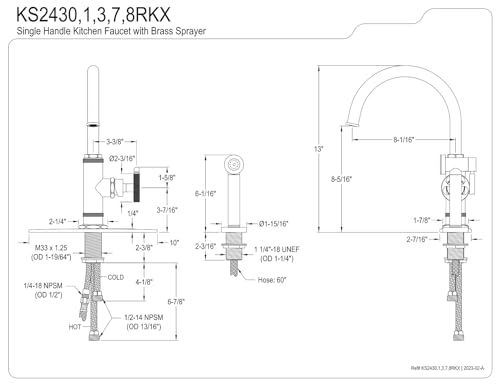 Kingston KS2430RKX Single-Handle Kitchen Faucet, Matte Black by Kingston Brass - Used condition - Image 5