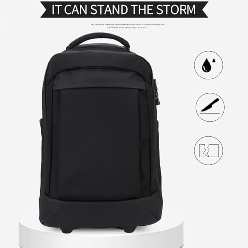 Sac à dos de voyage imperméable à roues avec serrure noire - 2