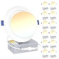 Ensenior 12 Pack 6 inch Gimbal Led Recessed Lighting, 90° Rotatable and 5CCT Selectable, Dimmable Eyeball Recessed Lights, Canless Angled Adjustable Ceiling Downlight, 1200LM, 12W=115W-FCC Certified