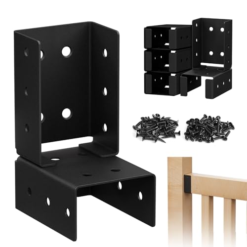 Mordx 10 Soportes para Valla, Conectores de Barandilla para Unir Madera de 2' x 4', Postes, Montaje para Columpios de Vigas, Color Negro