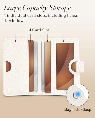 Image of Shorogyt for Magnetic Phone Wallet Compatible with Magsafe Card Holder - Luxury Slim Leather Mag Wallets for Women Fit 4 Cards, for iPhone 17 /16 /15 /14 /13 /12 Series for Apple RFID Magnet, Lyc White