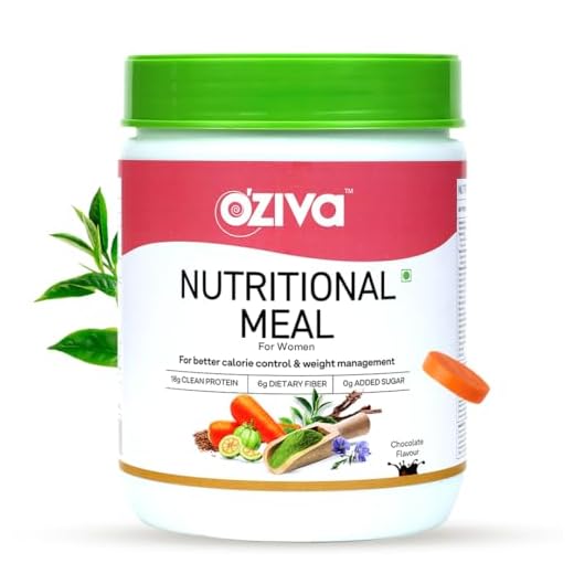 OZiva Nutritional Meal Shake, Women, High Protein Meal Replacement Shake with Ayurvedic Herbs (Chocolate,17 Servings)