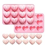 Moules à chocolat en silicone en forme de cœur – 12 chocolats 3D différents en forme de cœur, parfaits pour faire des desserts exquis le jour de la Saint-Valentin