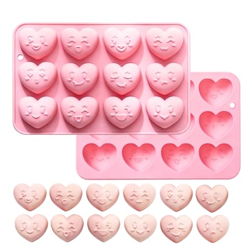 Moules à chocolat en silicone en forme de cœur – 12 chocolats 3D différents en forme de cœur, parfaits pour faire des desserts exquis le jour de la Saint-Valentin