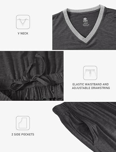 Image of JINSHI Men's Pajama Sets Soft Lightweight Sleepwear Nightwear with Pocket