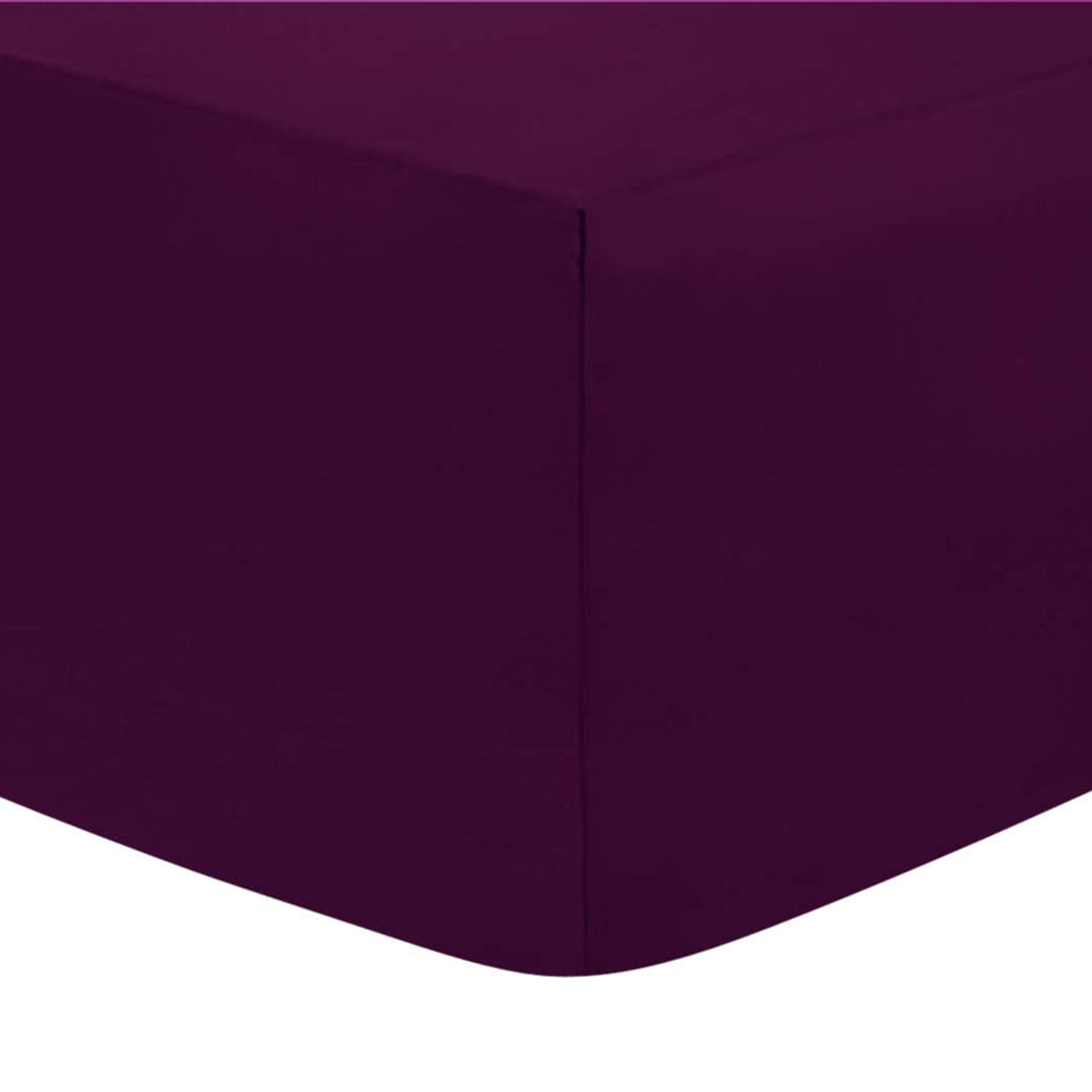 Dtex Homes Purple Deep Fitted Bed Sheets Easy-Care Non-Iron Percale 10'' / 25Cm Fitted Sheet, Single