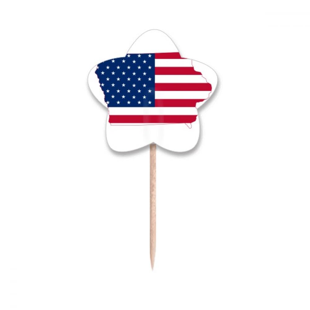 Cure-dents drapeaux étoiles Iowa décoratifs et pique gâteau lable cupcake picks