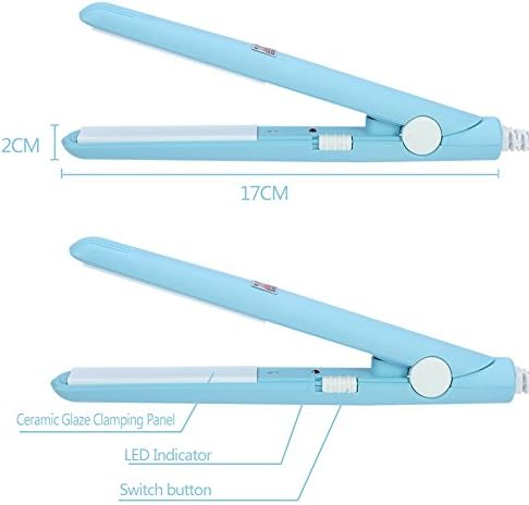 Miniatura 5 de Dioche Mini plancha plana 2 en 1, mini plancha de pelo de 4 colores, plancha plana de cerámica turmalina, rizador de calefacción para salón