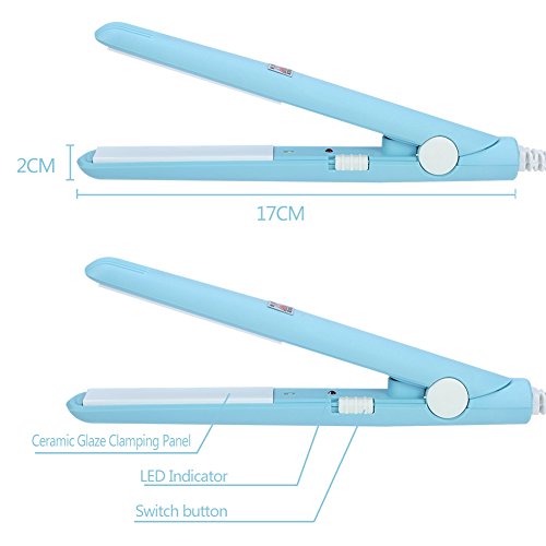 Miniatura 5 de Dioche Mini plancha plana 2 en 1, mini plancha de pelo de 4 colores, plancha plana de cerámica turmalina, rizador de calefacción para salón
