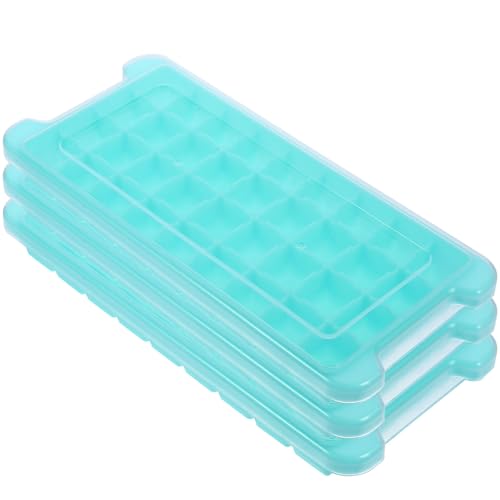 Bandeja de hielo silicona 3 piezas con tapa 36 cubos verde