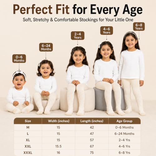 Image of THE LITTLE LOOKERS Baby Tights Thick Toddler Baby Girl Seamless Knit Leggings Thick Solid Cotton Stockings Footed Pants Pantyhose for Years Baby