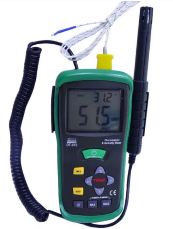 DT-615 ręczny przenośny termohigrometr przemysłowy miernik wilgotności powietrza tester temperatury zewnętrzny typ K