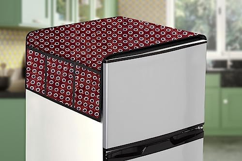 Image of Stylista Refridgerator top Cover Suitable for Samsung RR21C2F25HS /HL, 189 Liter Fridge, Dimension (WXD) 71x109 CM, Symmetric Pattern Red