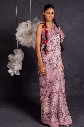 Image of MIRCHI FASHION Women Saree Chiffon Floral Printed | Breathable Festive Occasion Sari for Social Visits with Matching Blouse Piece