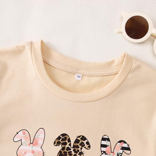MODNTOGA Girls Happy Easter Shirt Big Kids Easter Outfit Leopard Bunny Graphic T-Shirt Cute Rabbit Print Short Sleeve Tee Top4