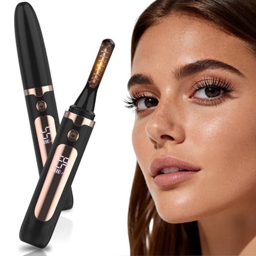 KiiNii Heated Eyelash Curler Electric Eyelash Curler with 4 Temperature Settings LED Display 5S Fast Heating Type-C Rechargeable Lash Curler Long-Lasting Curl Styling Tool for Women - Black