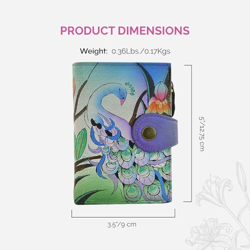 Anna by Anuschka Women's Hand Painted Genuine Leather Ladies Wallet - Midnight Peacock3