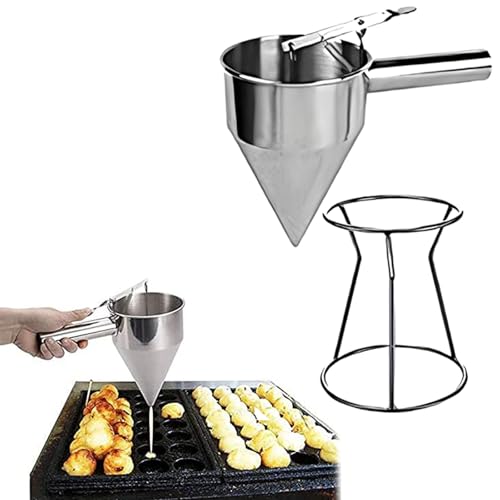 チャッキリ 種落し ロート 漏斗ステンレス製 たこ焼きツール スタンド付き チャッキリたこ焼きツール注ぎ口 利用簡単フィッシュボールファンネル たこ焼きキッチン調理用具 鯛焼き 今川焼漏斗 家庭用 業務用
