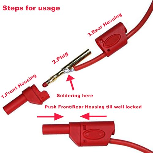 RUNCCI-YUN Insulated 4mm Banana plug Multimeter Test Leads 4mm Banana Plugs DIY Solder Stackable Connectors 4mm Banana Male with Banana Jack Adapters for Multimeter Test Leads Ends Probes 10PCS - Image 4