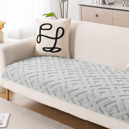 Image of HOKIPO 'Velvet Maze' Premium Anti Slip Sofa Cover Mats for L Shape and 1 /2 /3 Seater Sofa. Make Your Own Sofa Cover Set, 70(D) x 90(L) cm, Light Grey (AR-5904-LGRY)
